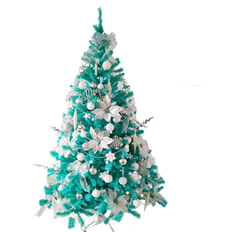 1.8米1.5米孔雀蓝色圣诞树蒂芙尼蓝湖蓝豪华2.1米圣诞装饰品