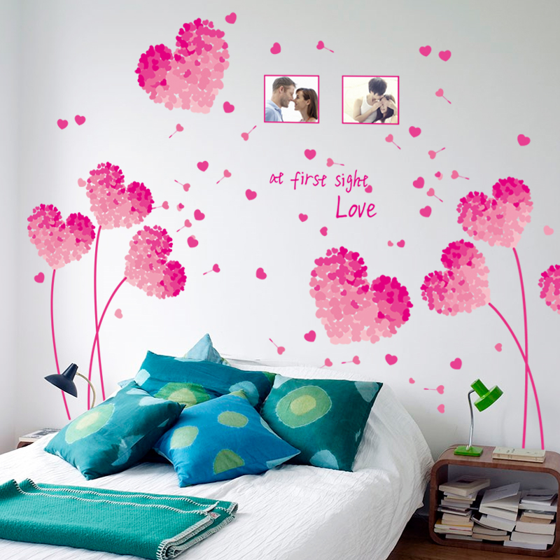 温馨婚房布置墙贴粉色爱心相框墙纸贴画卧室床头背景墙面装饰贴纸