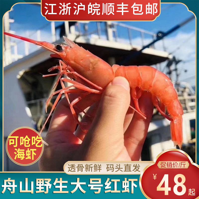 红虾鲜活冷冻舟山宁波刺身冻野生海鲜水产顺丰包邮东海海虾大虾