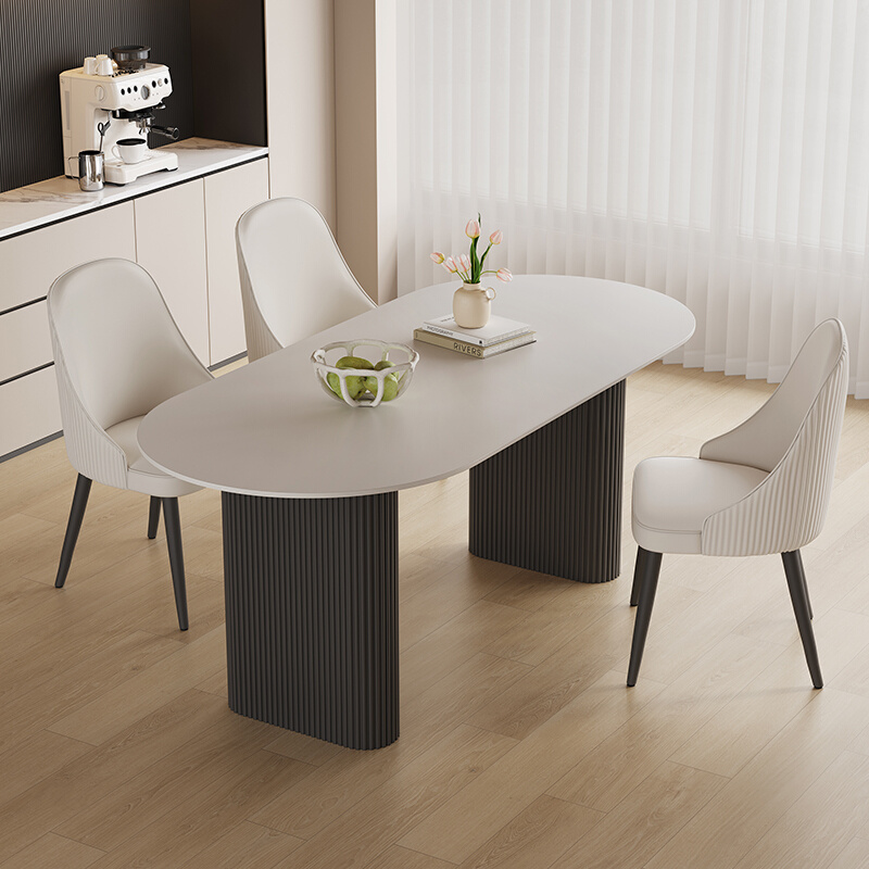 轻奢岩板餐桌椅组合小户型家用简约现代意式风长方形饭桌2024新款