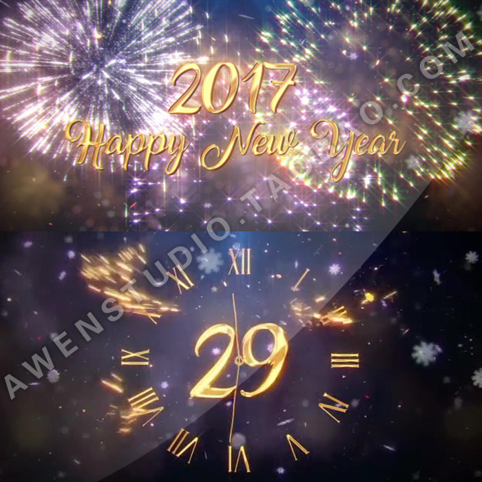 30秒漂亮的粒子动画新年倒计时跨年倒数动画工程源文件AE模板