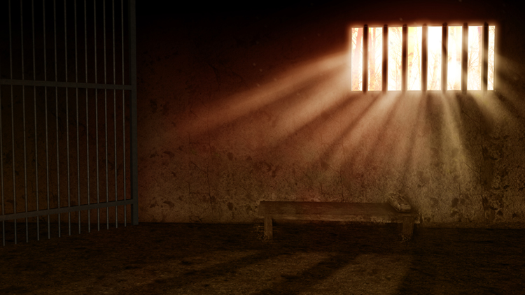 牢房监狱牢笼江姐抗战战争阴暗光线高清LED大屏幕舞台背景静图片