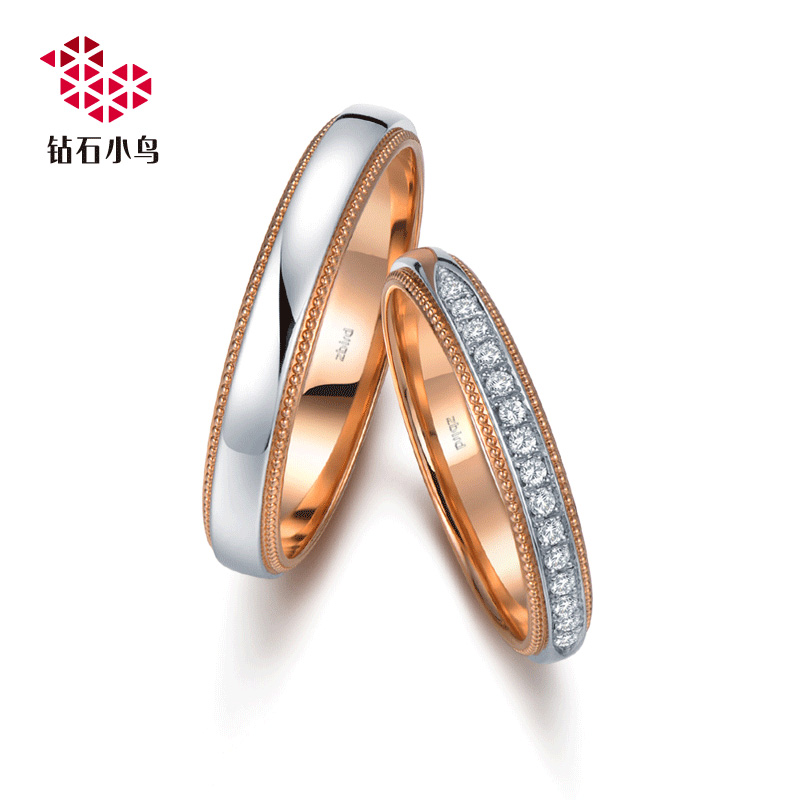 铂金18K金双材质融合钻石戒指-点滴时光-结婚对戒-RAZ05-RBZ05