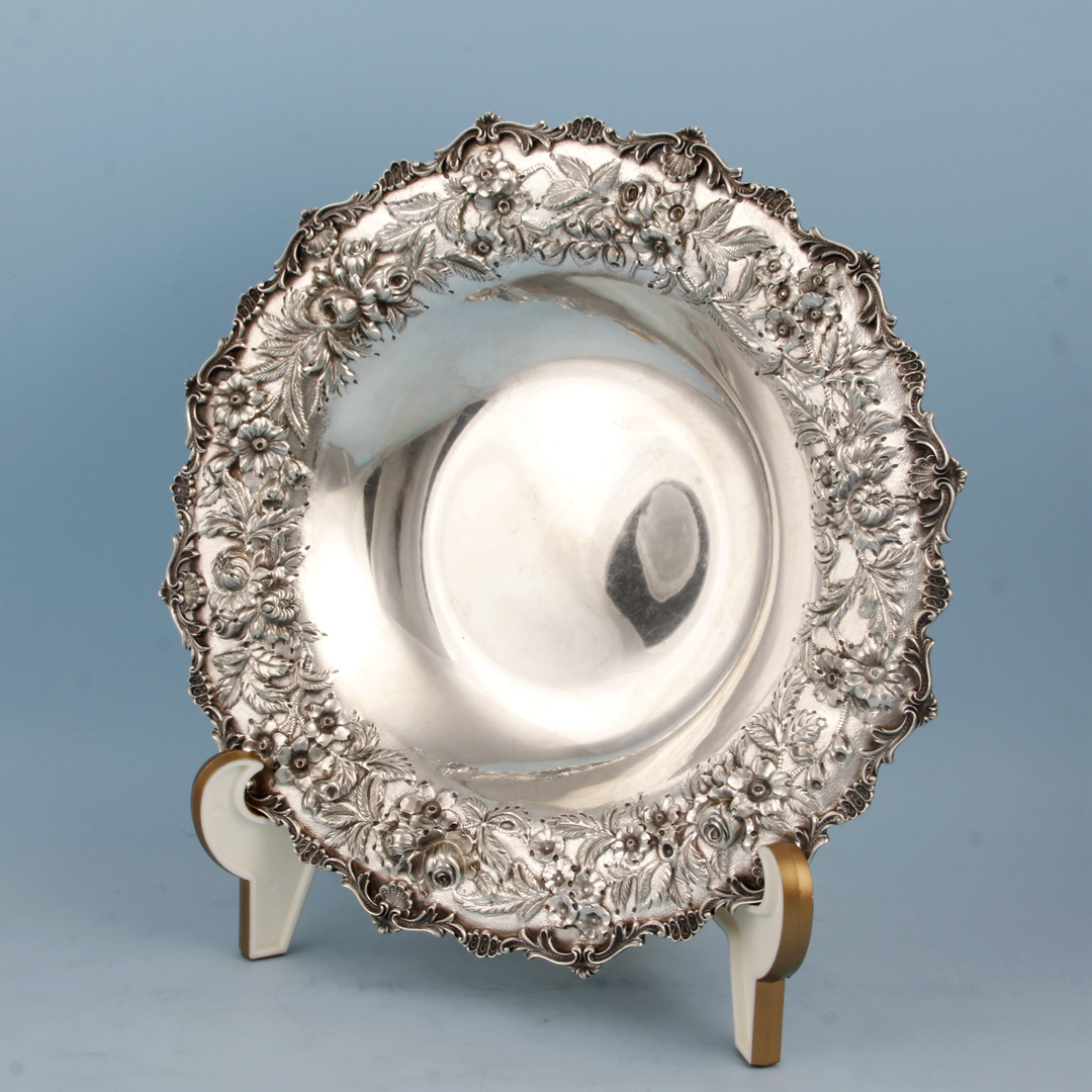 西洋古董银器美国Kirk公司高品质手工纯银果盘碗餐具器皿收藏银盘