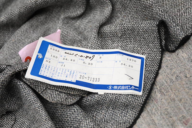 日本进口黑白复古人字钢花粗花呢编织羊毛布料风衣套装设计师面料