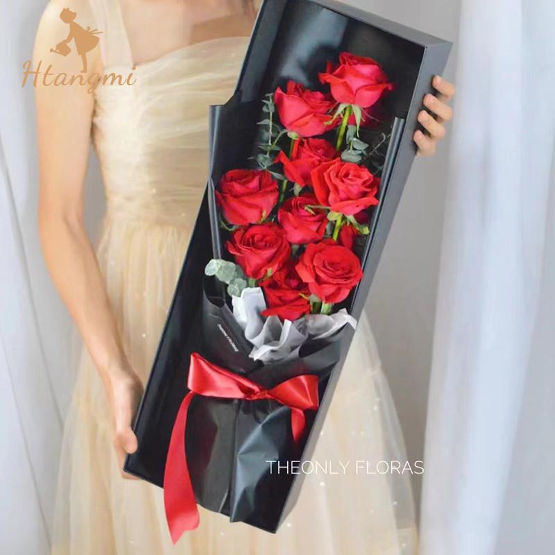 情人节高档鲜花包装盒214玫瑰花礼品盒长方形透明金色密语礼盒空