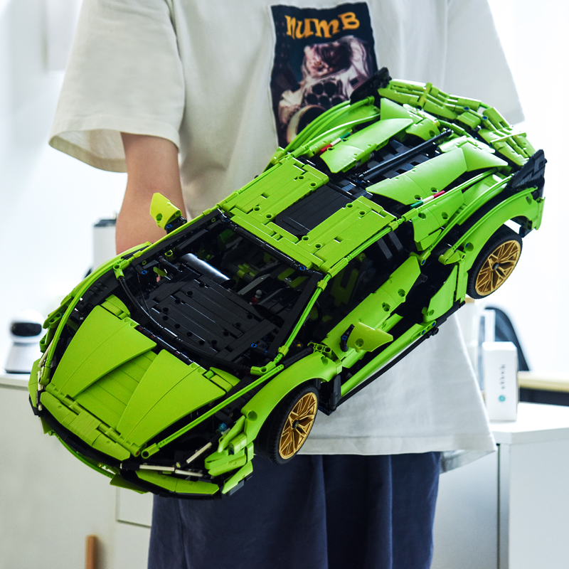 大号汽车模型积木兰博基尼成人电动高难度拼装遥控跑车概念车玩具