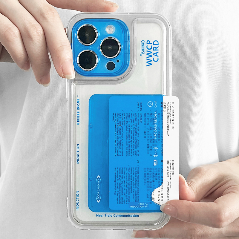 悟望初品 创意标签可插NFC卡片 学生便携精孔全包个性小众ins风蓝色手机壳适用苹果12iPhone15ProMax14plus13