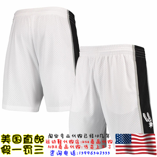 美国代购 马刺队 mitchellness Primary Logo Swingman球迷版球裤