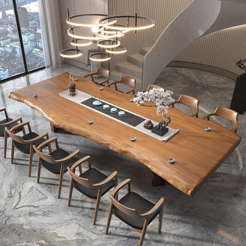 实木大板会议桌原木办公室大板桌工作台大桌子长方形客厅木头大桌