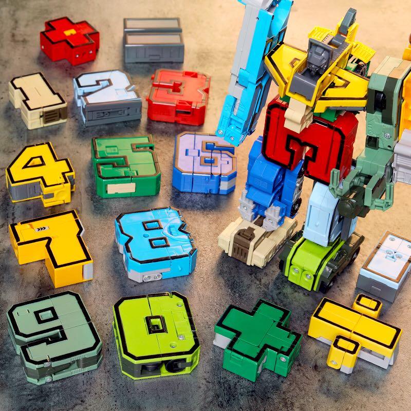 创意礼盒数字字母变形玩具合体益智机器人战队拼装儿童3男孩4金刚
