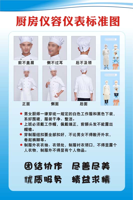 M769酒店厨师传菜员厨房卫生仪容仪表标准图墙贴挂图海报印制2487