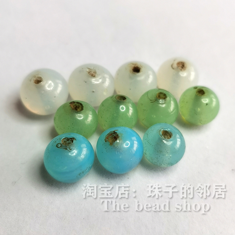 H76 （单颗）中国百年古代玻璃珠老琉璃手串耳环服饰配珠