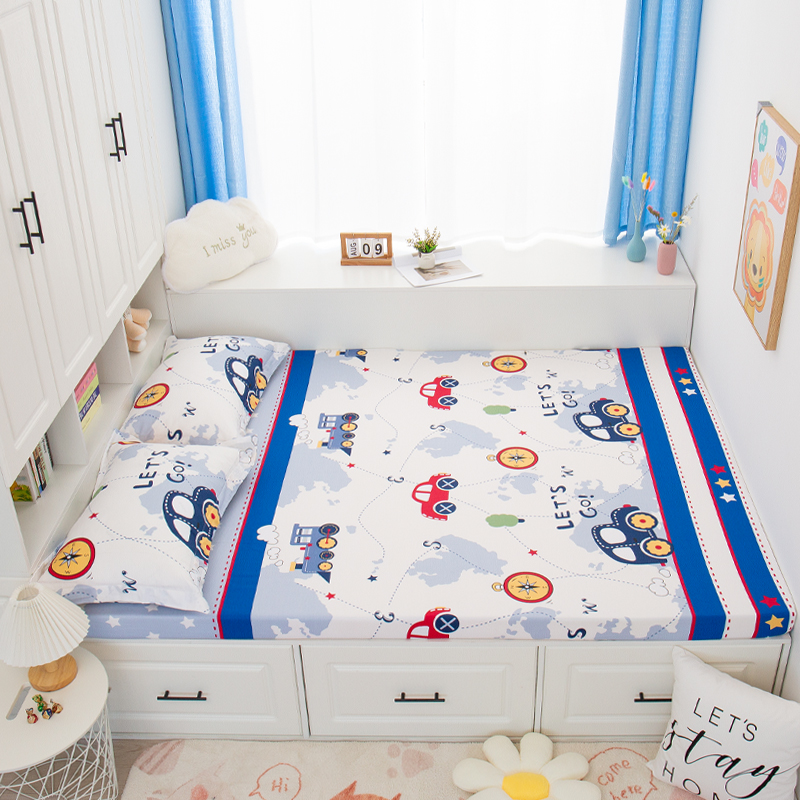 儿童纯棉榻榻米床笠定制薄棕垫床罩单件保护罩卡通床单1.2米1.35m