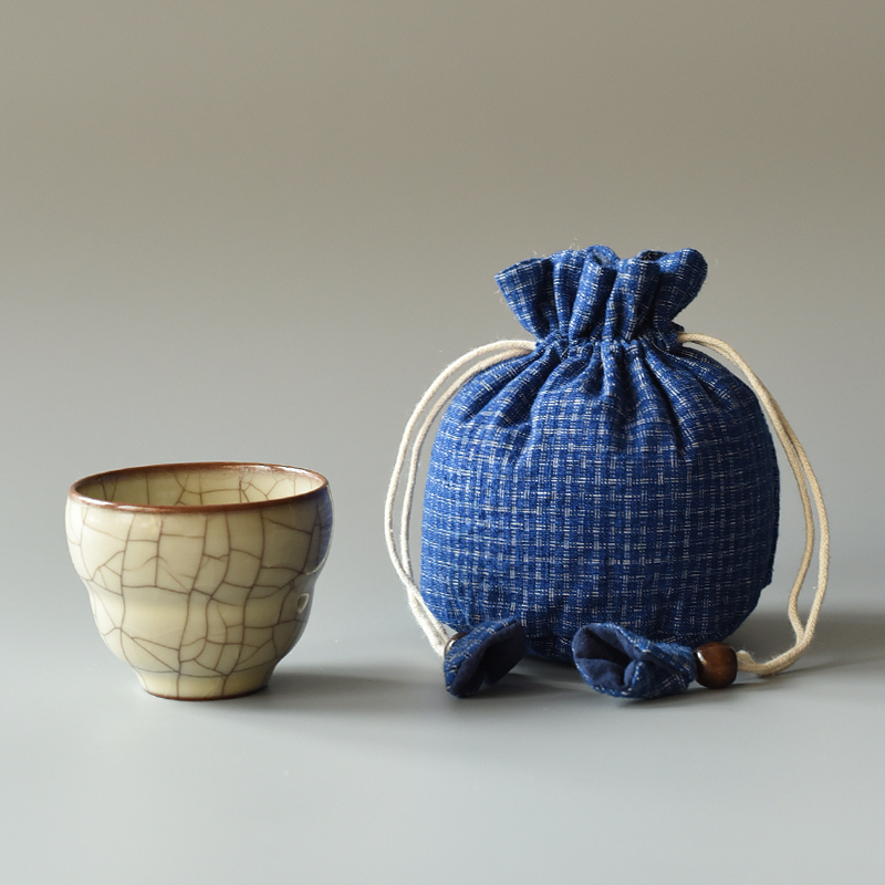 老土布收纳布袋子茶具便携包主人杯茶杯旅行束口抽绳珠宝首饰包装