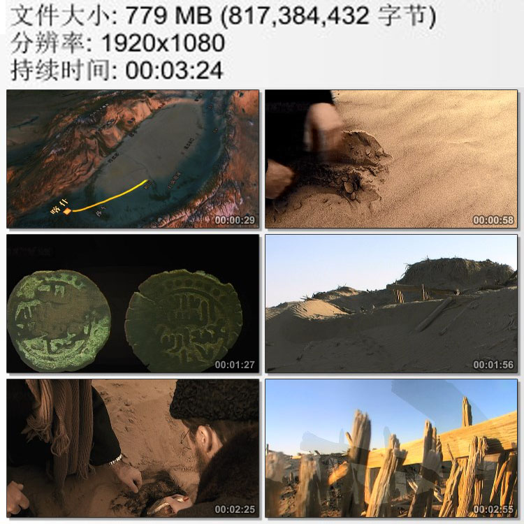 历史影像资料探险家斯文赫定在新疆沙漠中考古发掘 高清视频素材