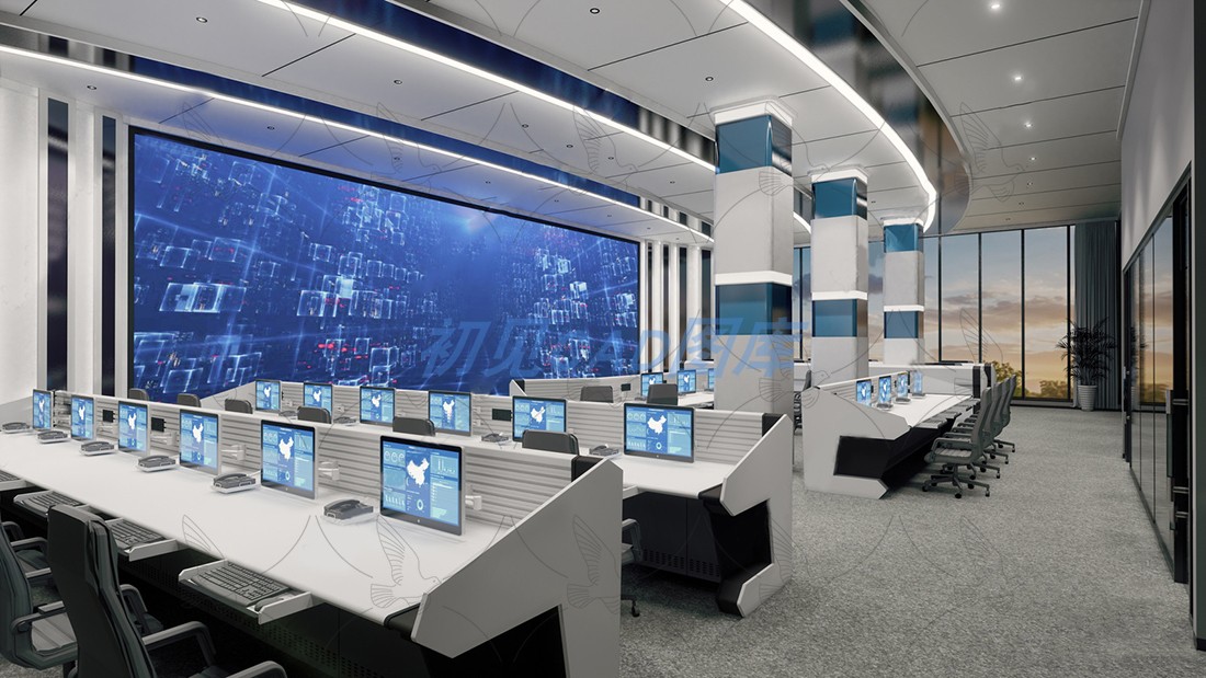 237现代调度室数据视频监控指挥中心大厅控制台机房草图大师SU模