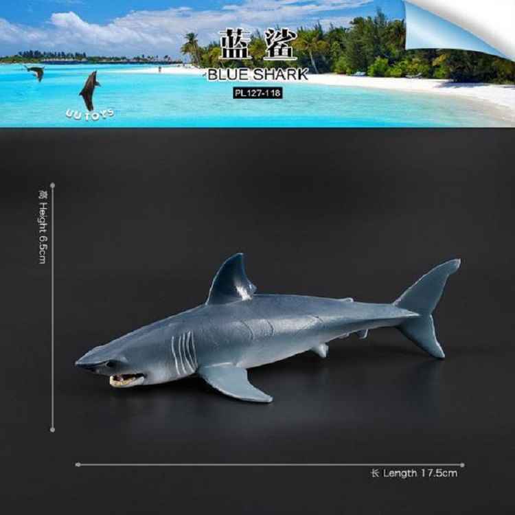 仿真野生海洋动物大蓝鲨大青鲨巨峰齿鲨实心儿童静态塑料模型玩具
