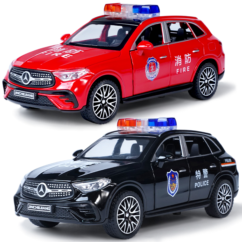 1/32合金奔驰GLC越野车110警察警车消防特警公安汽车模型儿童玩具
