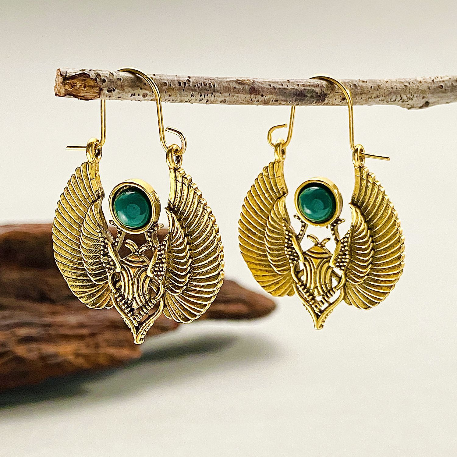 复古埃及灵感设计神圣翅膀飞蛾大耳环吉普赛部落妇女耳环派对礼物