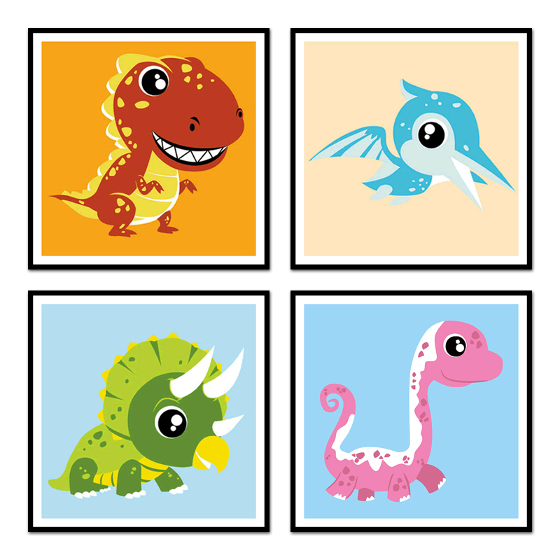 佳彩天颜 diy数字油画小六一儿童卡通简单手绘填充涂色油彩恐龙年