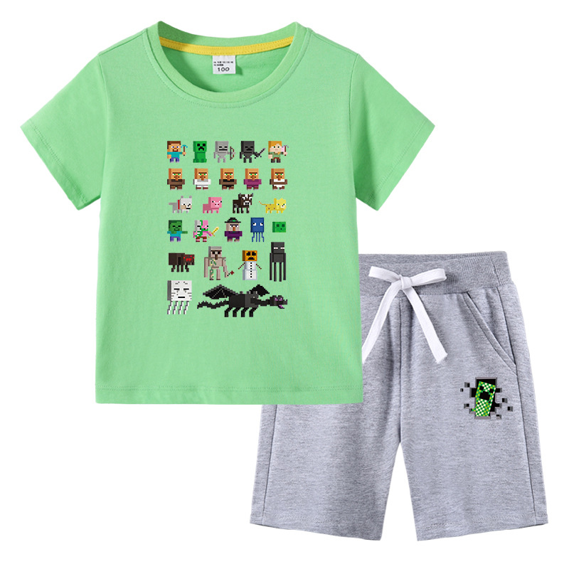 我的世界Minecraft恐龙儿童夏装套装2022新款夏季薄款童装短袖t恤