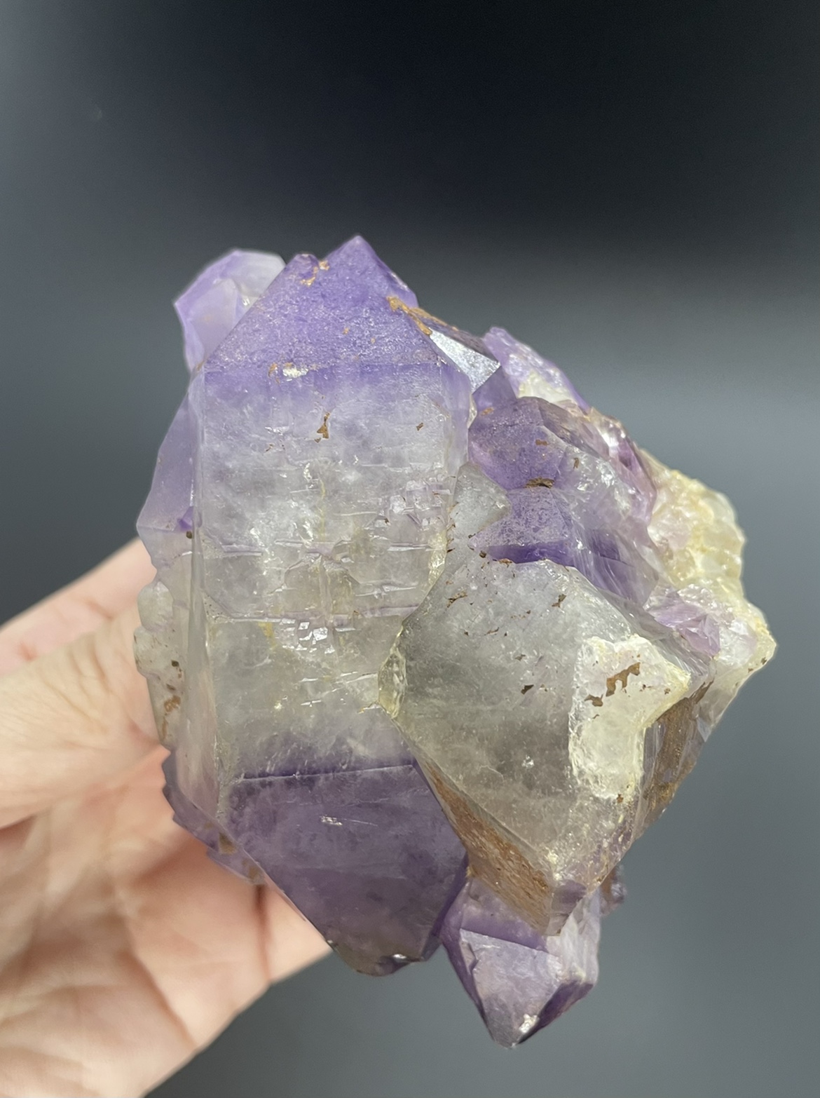 天然原石双尖紫水晶能量柱权杖骨干城堡小摆件稀有大牙紫晶簇骸骨