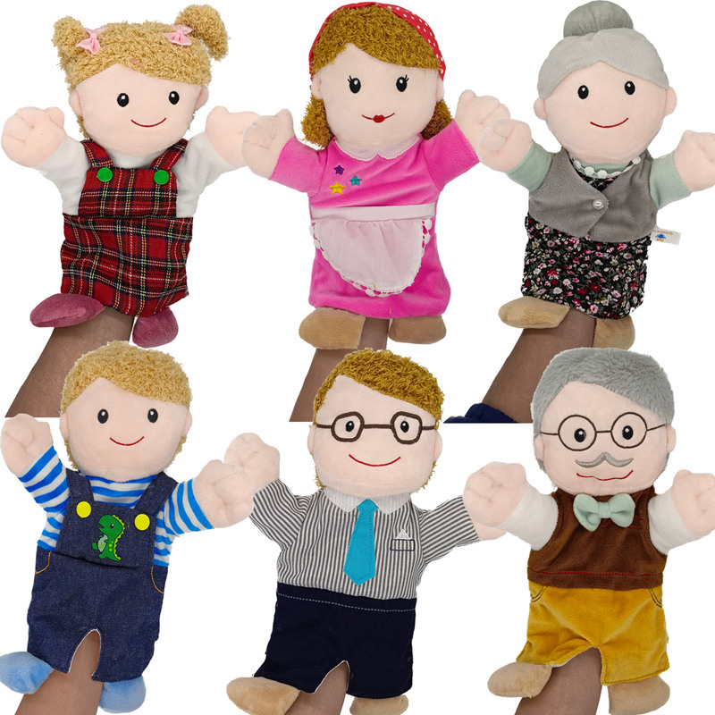 一家人手偶幼儿园故事表演道具人物互动玩具腹语娃娃手套安抚公仔