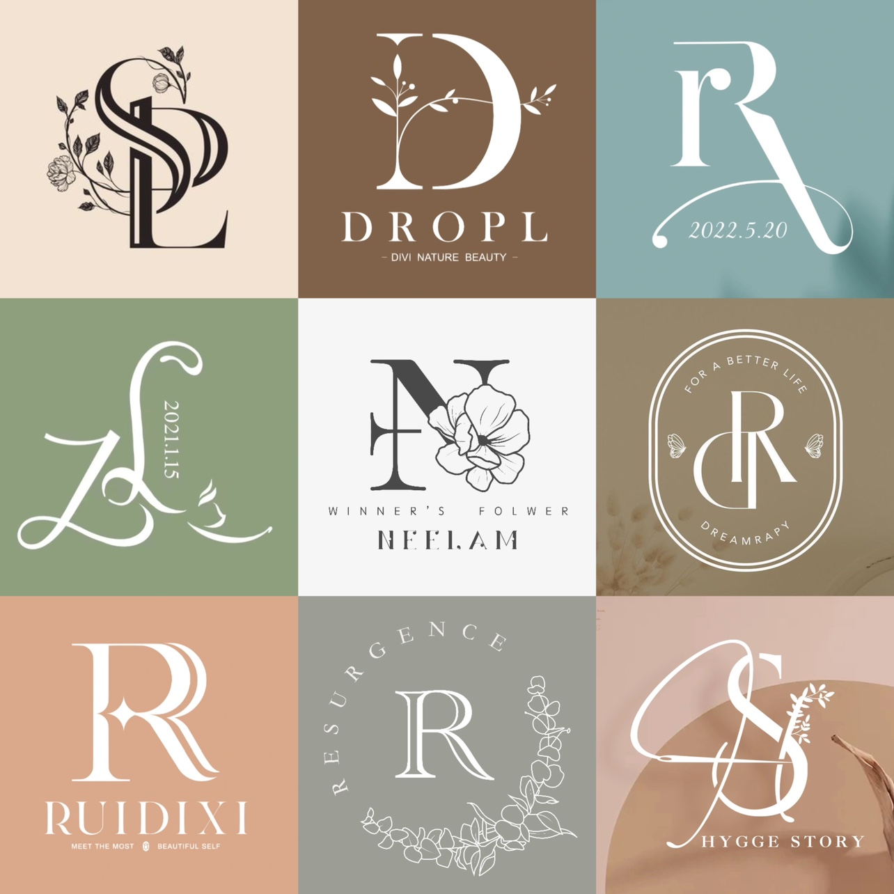 logo设计原创品牌字母美业美容婚礼结婚标志英文字体水印商标定制