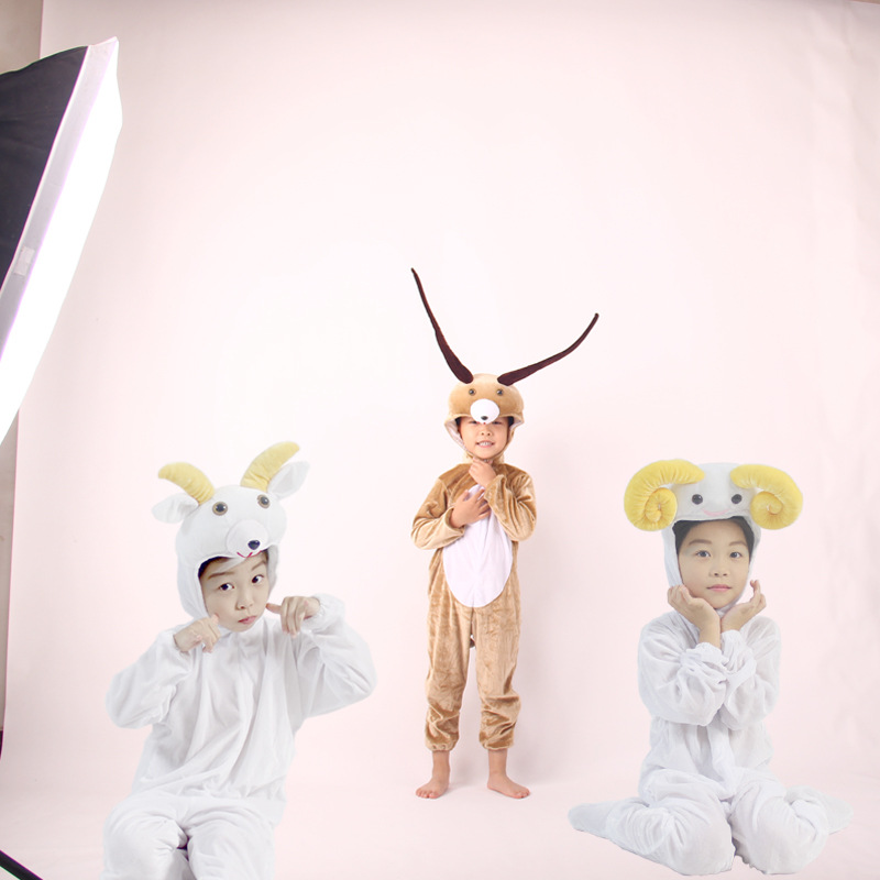促销儿童舞台羚羊造型演出服装动物连体山羊卡通小绵羊亲子表演服