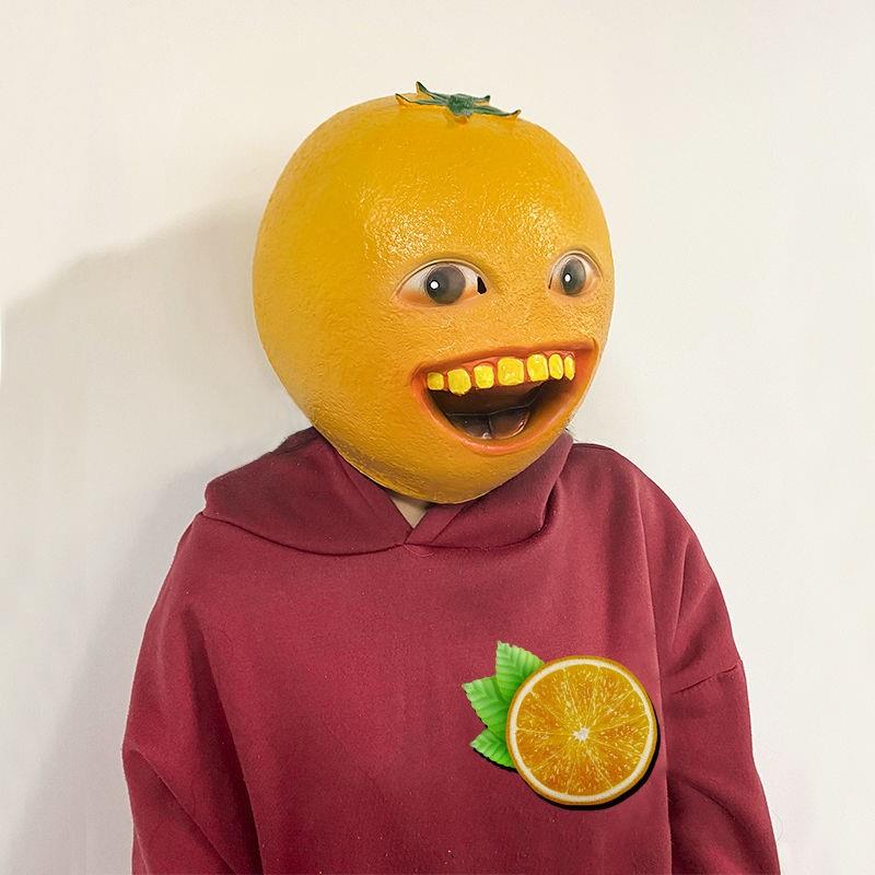 抖音同款微笑丑橘子头套微笑橙子头套可爱搞怪表情包沙雕橘子面具