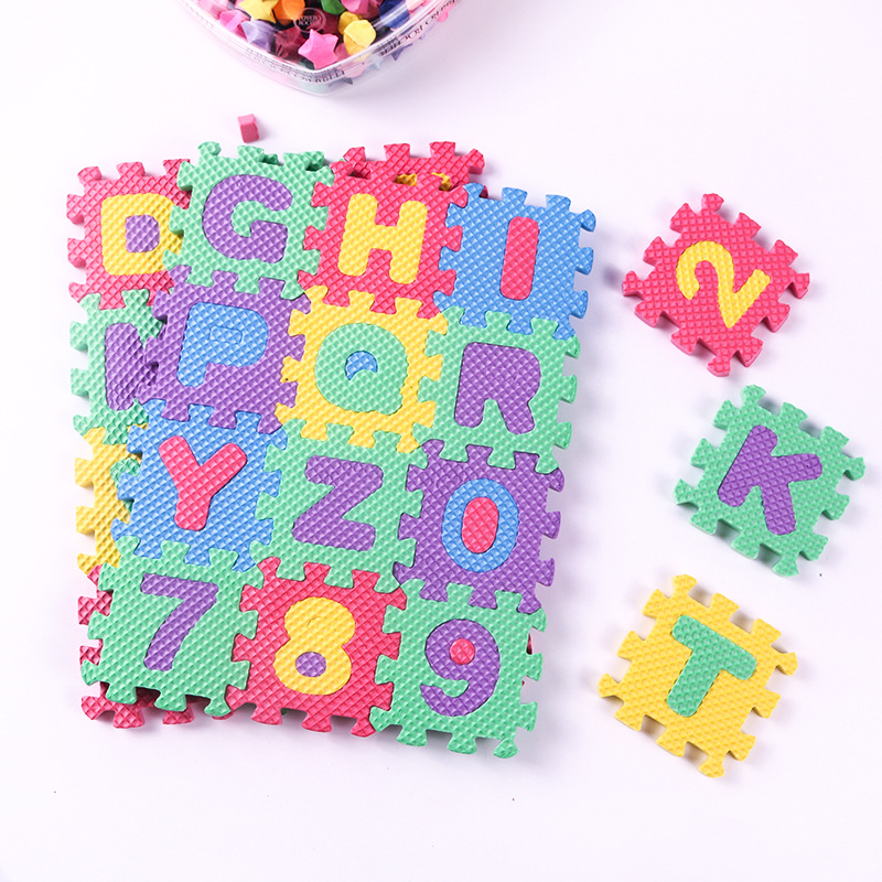 36片数字拼图eva英文字母儿童益智玩具幼儿园礼物平面泡沫拼图6cm