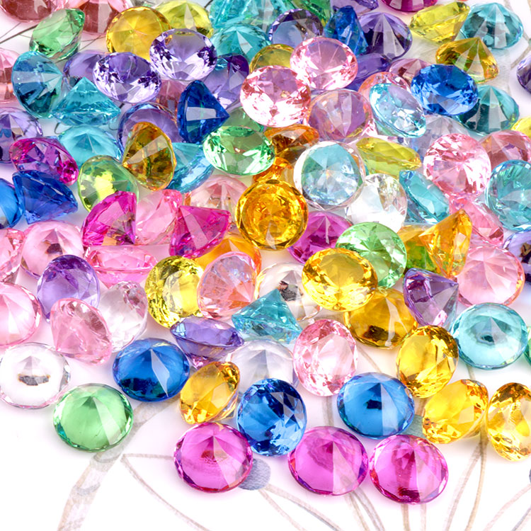 仿水晶塑料儿童宝石机推糖机塑料钻石七彩色游乐场柜台装饰品