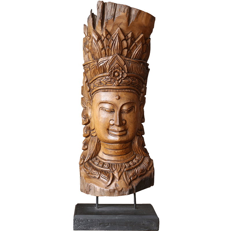 95新泰国实木浮雕佛禅意头像摆件 东南亚按摩所木雕装饰家居饰品