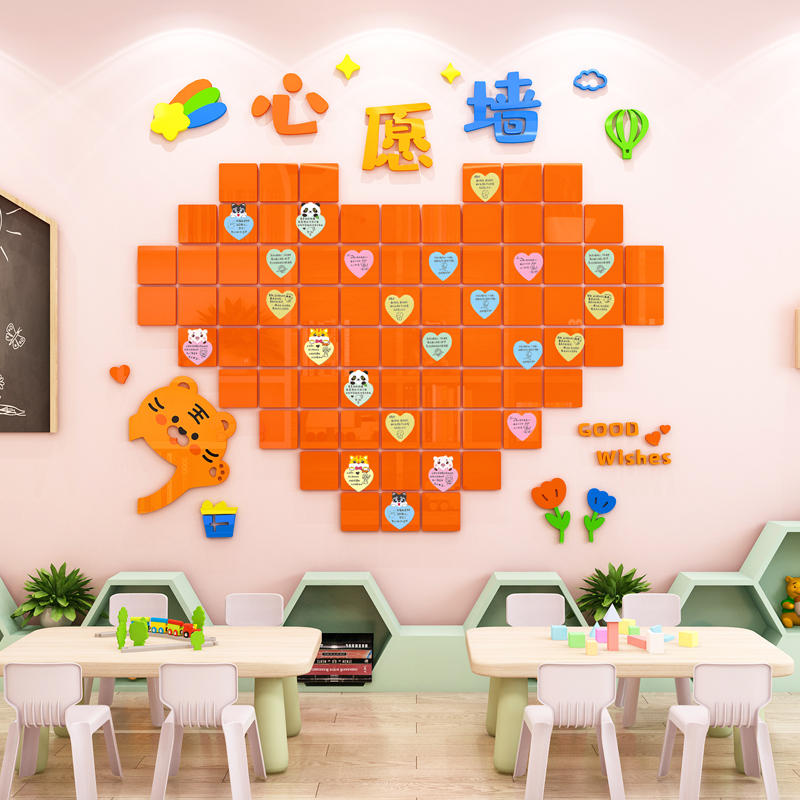 幼儿园心愿墙布置背景板教室文化墙贴许愿望树班级装饰环创主题墙
