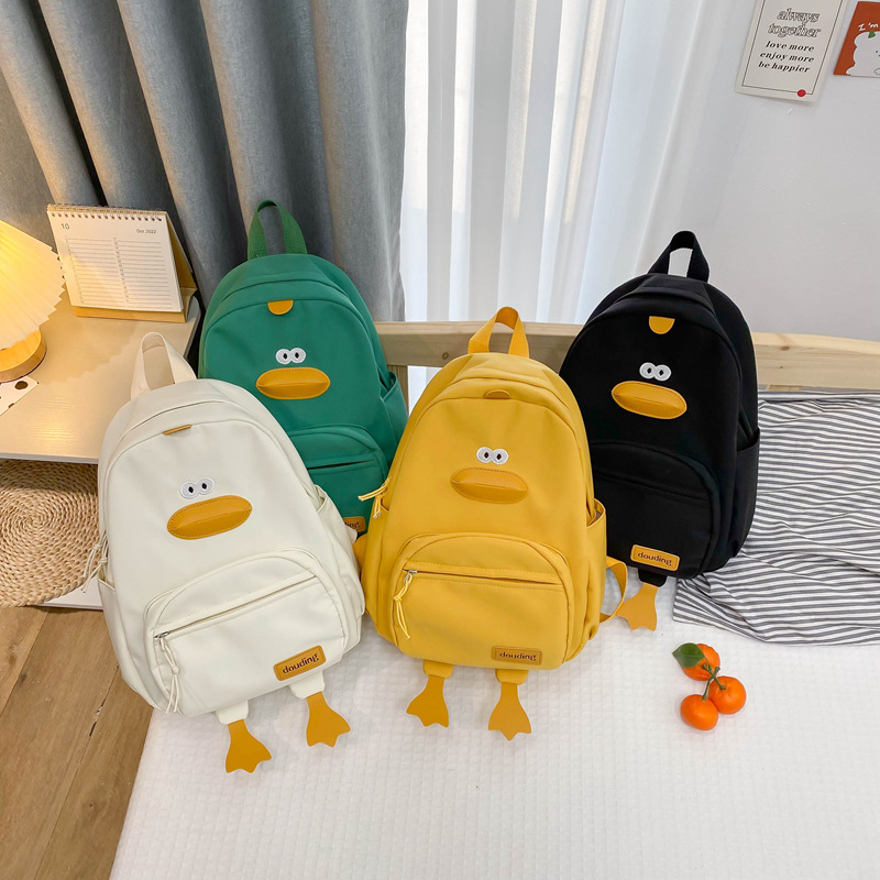 幼儿园书包韩版卡通可爱小鸭子背包可印LOGO男女童帆布双肩包儿童