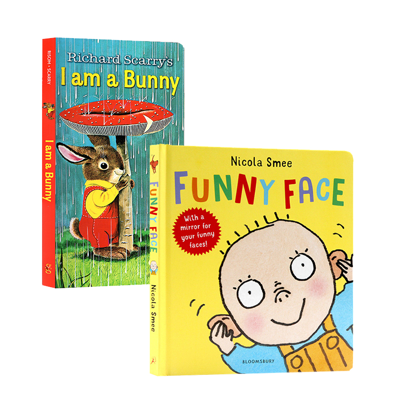 进口英文原版正版  I Am a Bunny 我是一只兔子 Funny Face 有趣的表情包 2本合售 低幼英语启蒙儿童情绪表达和管理绘本