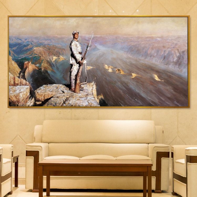 黄河颂红军长征革命战争抗日战争油画办公室装饰画展厅会议室壁画