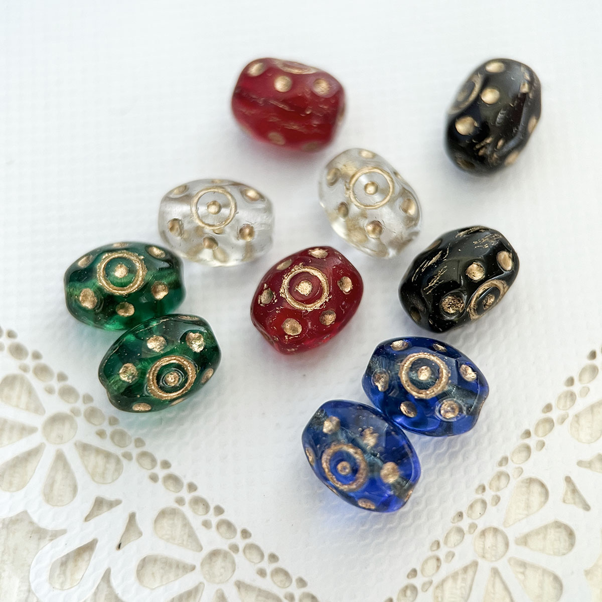 捷克珠玻璃珠椭圆陨石圈珠1个DIY手工饰品材料散珠配件串珠法绣