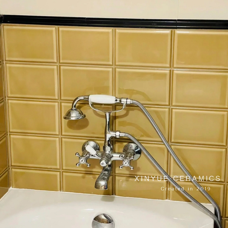 法式复古浴室黄色面包砖厨房卫生间商用巧克力墙砖厕所吧台瓷砖