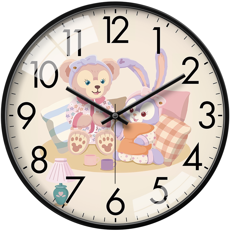 迪士尼达菲家族星黛露雪莉玫时钟表可爱公主女孩儿童房静音壁挂钟