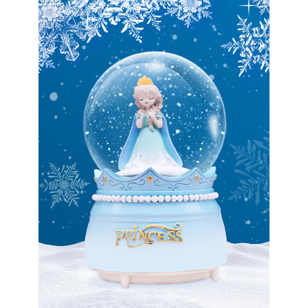 梦幻公主城堡水晶球八音盒发光旋转音乐盒情人节儿童女生生日礼物