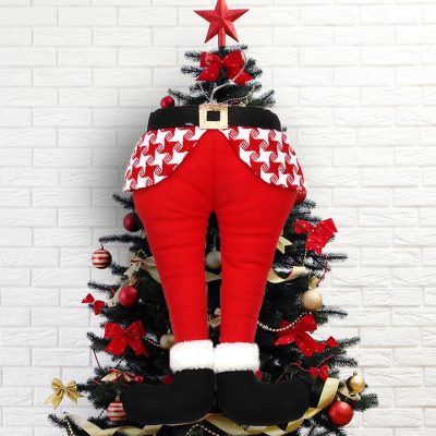 圣诞节挂饰卡通立体精灵脚大号挂件圣诞树布置装饰品小偷造型配件