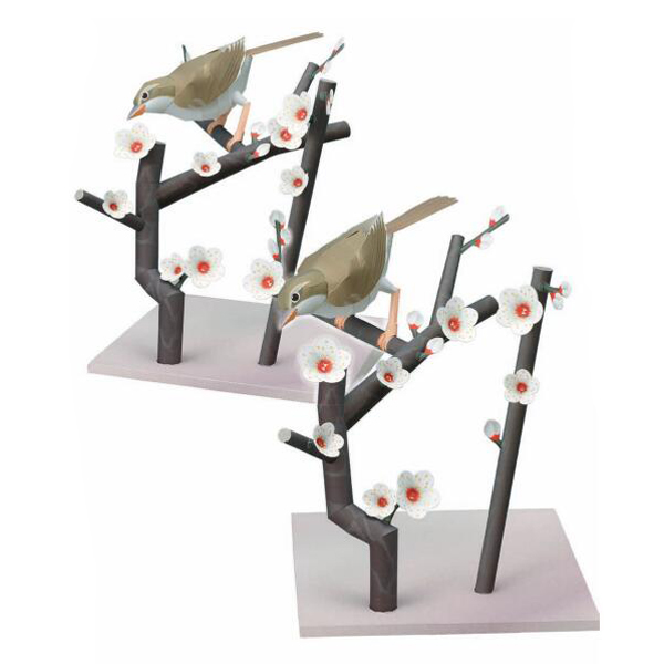 梅花植物腊梅画眉鸟3d立体纸模型DIY手工制作儿童益智折纸玩具