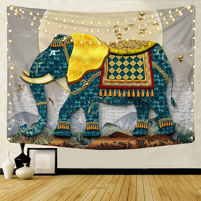 珠宝大象ins装饰挂布背景布东南亚风情装饰墙布民宿床头挂画挂毯
