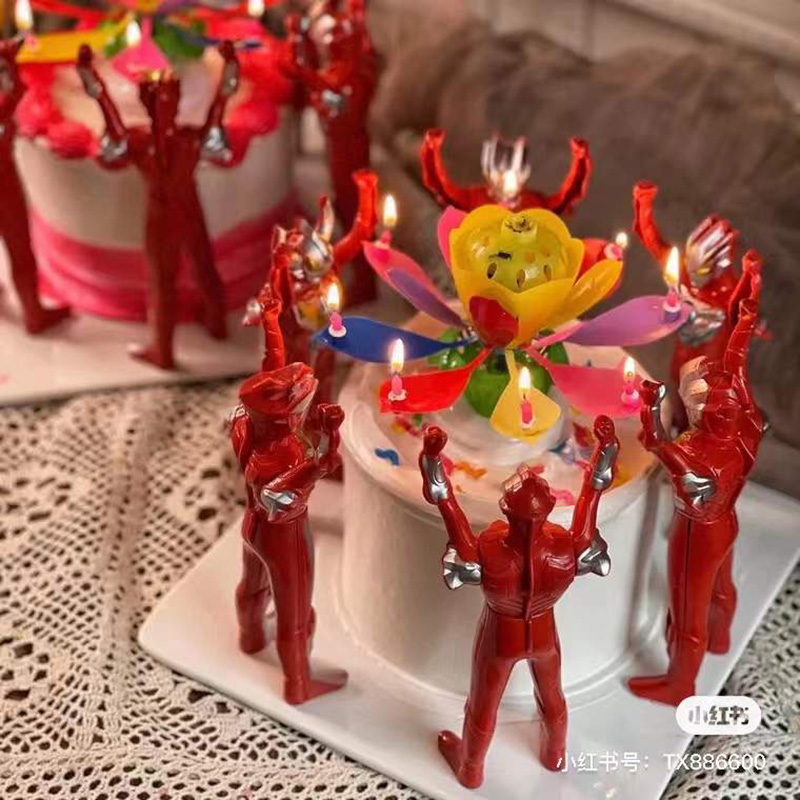 网红男孩生日蛋糕装饰摆件要相信光创意复古莲花灯旋转荷花蜡烛