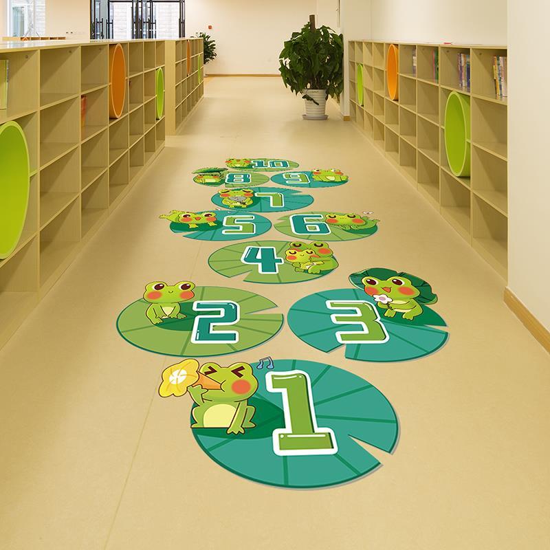 幼儿园学校儿童房数字游戏跳格子跳房子青蛙地贴纸贴画地板地面贴