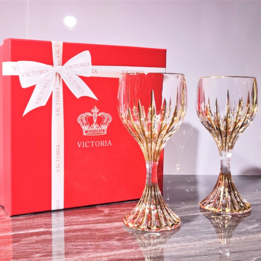 条纹刻花水晶玻璃红酒杯小容量葡萄酒情侣对杯新婚敬酒杯礼盒装