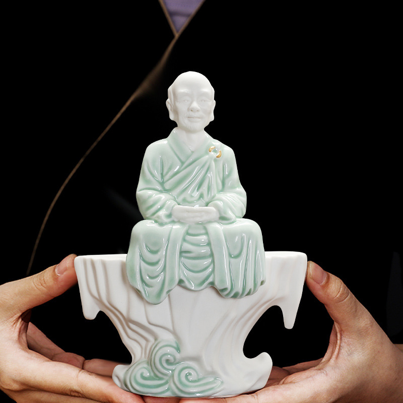 中式陶瓷济公 弘一法师摆件家居饰品铜工艺品客厅办公室装饰雕像