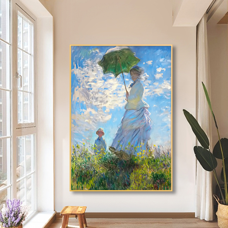 数字油画diy填色手工手绘油彩画画莫奈名画日出印象撑阳伞的女人